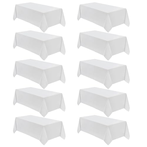 VidaFete Table Cloth 10 Pack 90 * 156inch Rectangle Tablecloth Polyester, Stain Wrinkle Resistant Polyester Dining Table Cover for Kitchen Dinning Party Wedding Rectangular Tabletop Decoration(White) by VidaFete - Used condition - US$89.83