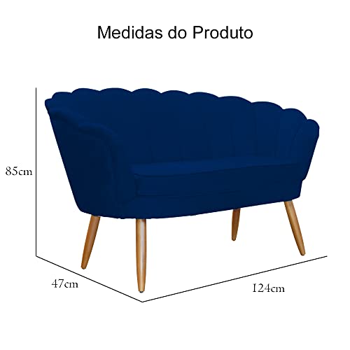 Namoradeira Pétala para Sala Suede Pés de Madeira - Ds Estofados