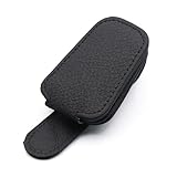 Suporte de Óculos para Carro Porta Óculos Veicular Viseira Quebra Sol Clip Magnético Couro PU (PRETO)