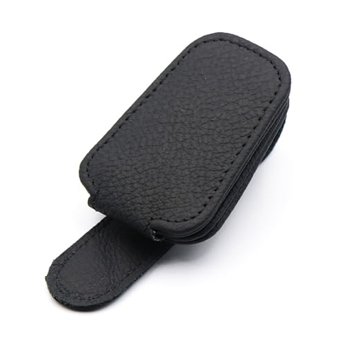 Suporte de Óculos para Carro Porta Óculos Veicular Viseira Quebra Sol Clip Magnético Couro PU (PRETO)