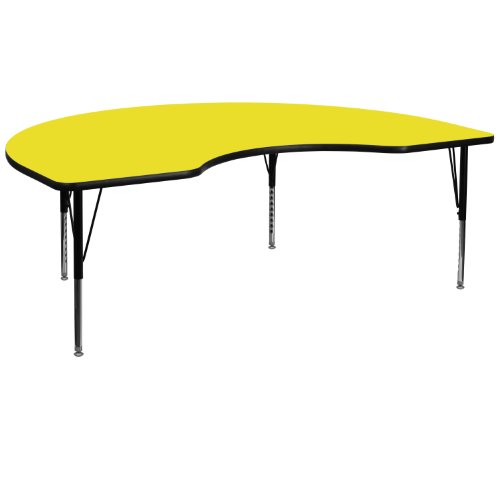 Flash Furniture 48  W x 96  L Kidney Yellow HP Laminate Activity Table - Height Adjustable Short Legs