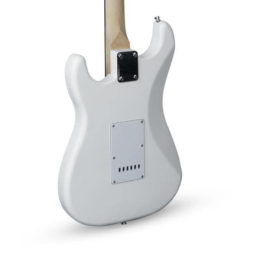 Image of Medellin MDE1WH 38 inch ST-Style Electric Guitar | Linden Wood Body | Maple Neck | SSS Single-Coil Pickups | 5-Way Switch | Tremolo Bridge | Gig Bag + Learning Course | White