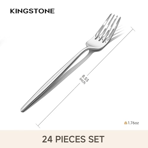 KINGSTONE 24-Piece Dinner Forks Set (8.5"), Food Grade 18/10 Stainless Steel Forks Silverware, Metal Salad Fork for Home and Kitchen, Weddings, Party, Restaurant, Mirror Polished & Dishwasher Safe by KINGSTONE - Image 2