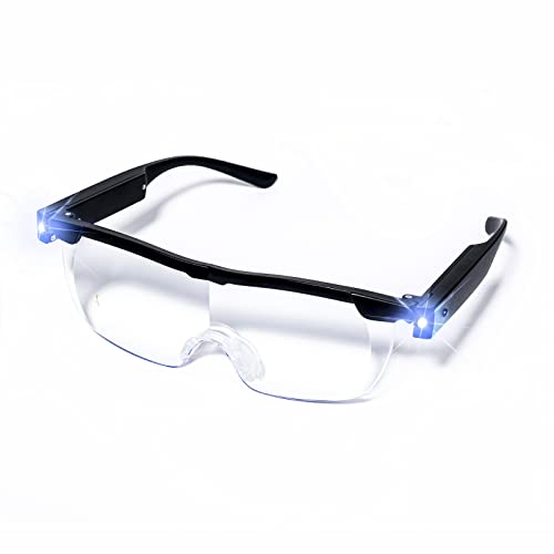 BIGFOX Lunettes de Lecture,Lunette Loupe 2 Lumières LED,Loupe de Lecture grossissement 160%,Loupe Eclairante,Tous Les Travaux de Précision,Réparations,Couture, Montres et Artisanat