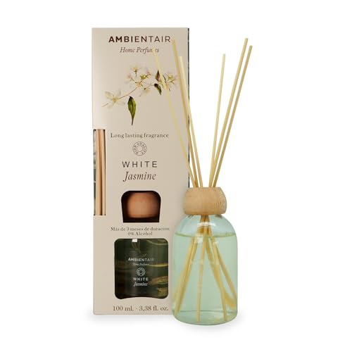 Ambientair Home Perfumes Scented Reed Diffuser with White Jasmine Fragrance 3.4 oz