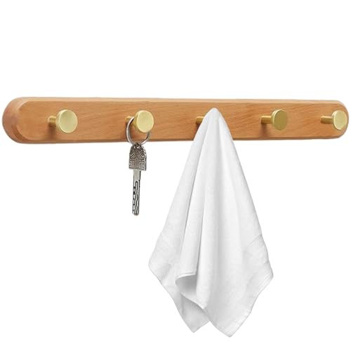 Perchero de madera | Perchero para colgar ropa, colgar en la pared, soporte para llaves de almacenamiento, colgador para baño, sala de estar, dormitorio