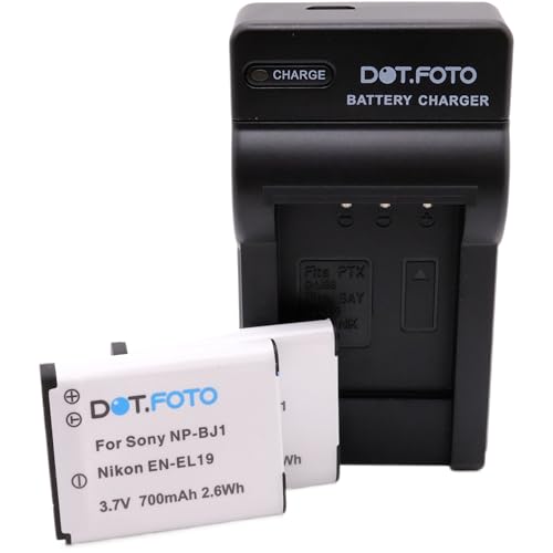 Dot.Foto EN EL19 Premium 700mAh Batería (x2) & MH 66 Tipo Cargador de Batería USB para Nikon Coolpix A100 A300 S7000 S6900 S3500 W100 S3100 S33 S2600 S2700 S3300 S3600 S4300