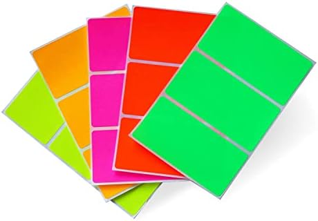 Royal Green Moving Stickers (102 mm x 51 mm) Color Coding Labels in 5 Assorted Neon Colors 4 inch x 2 inch - 30 Pack