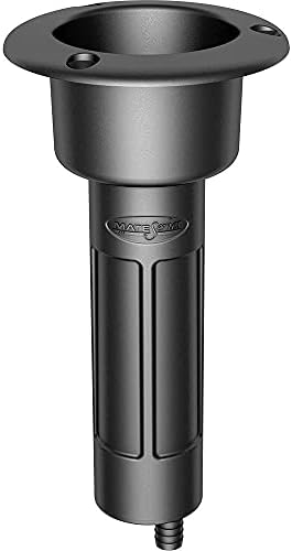 Mate Series Plastic 0 Rod Cup Holder - Drain - Round Top - Black [P1000DB]