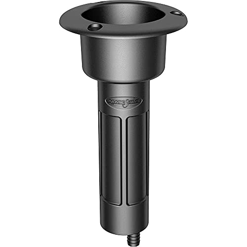 Mate Series Plastic 0 Rod Cup Holder - Drain - Round Top - Black [P1000Db] #TOP2