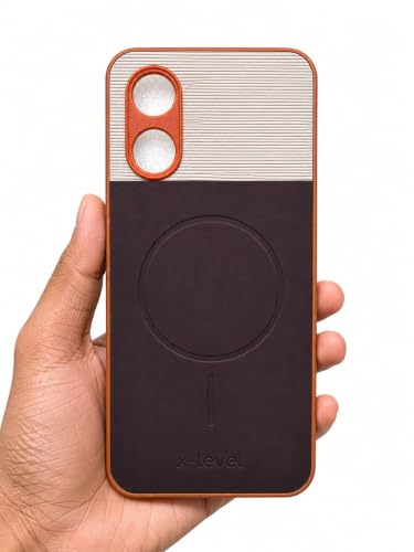 Image of Bintage 2in1 Hard Slim Back Case | Soft Border Camera Protect | Dual PU Leather Finish Back Cover Compatible for Oppo A17 4G - White & Cherry Brown