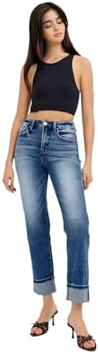 SALT TREE Risen Jeans - Tummy Control High Rise Crop Straight Jea...