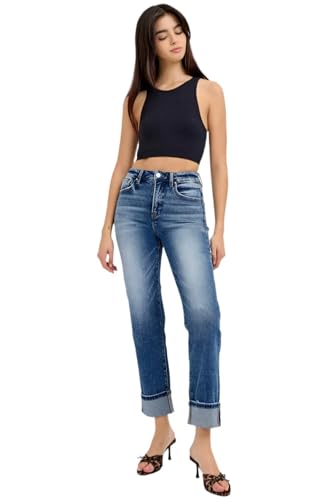 SALT TREE Risen Jeans - Tummy Control High Rise Crop Straight Jeans - RDP5941
