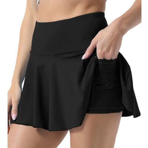 GWAWG Jupe de Tennis Femme Golf Mini Skorts Skirt Tennis Plissée avec Poches Tennis Taille Haute,Jupe de Sport avec Poches Pratiques