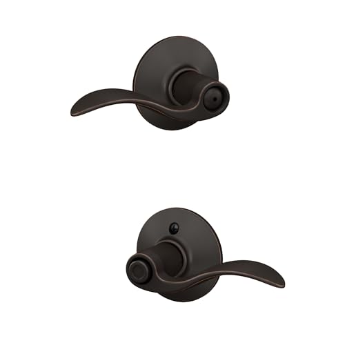 Image of Schlage F40 ACC 716 Accent Door Lever, Bed & Bath Privacy Lock, Aged Bronze