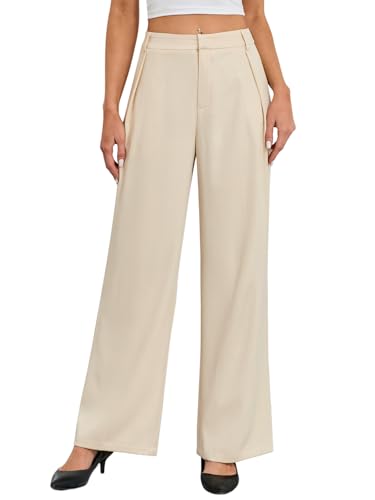 Gracyoga Business Plus Size Suit Pants Summer High Waisted Dress Pants Office Formal Work Trousers Trendy Casual Slacks Apricot XL