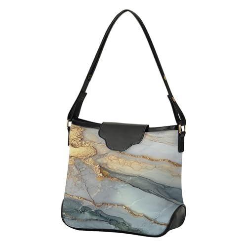Grand sac à main à bandoulière en marbre et argent neutre haut de gamme