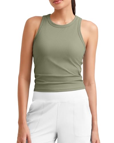 Image of G4Free Workout Tank Tops for Women Slim Fitted Racerback Ribbed Athletic Gym Yoga Tanks Summer Casual