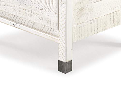 Baja Night Stand / 2 Drawer / Solid Wood / Rustic Bedside Table For Bedroom, Living Room, Sofa Couch, Hall / Metal Drawer Pulls, Shabby White #TOP4