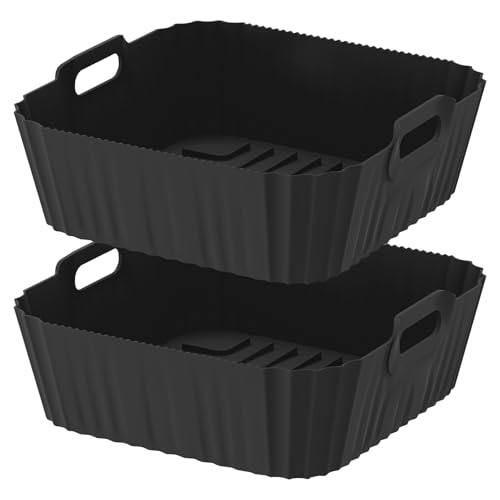 Zhufas 23 cm Molde Silicona Freidora de Aire de 2 piezas, Accesorios Freidora de Aire, Compatible Cecotec 6L, COSORI 4,7L 5,5L, Philips Airfryer XL 6,2L, Papel para Hornear Alternativo
