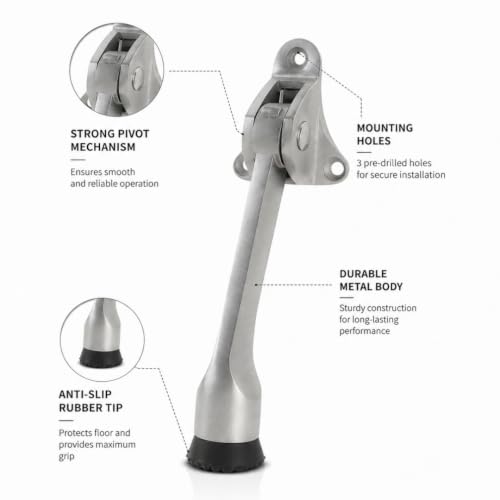 Image of Hettich HDS 46: Premium 5-Inch Rubber Door Stopper with Screw | Heavy Duty Wooden Door Stopper for Home, Office, Hotel | Strong Grip Door Holder for All Surfaces| (Silver, Pack of 1)