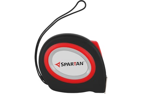 Image of Spartan 5m x 19mm Zest Steel Measuring Tape With Unbreakable ABS Case | Easy Lock Button | Essential Tool for DIY, Craftsmen, Architects, Engineers (Pack Of 1, Red)