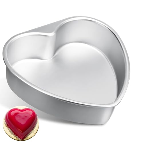 Kundalini 8 Inch Aluminum Heart Cake Pan Non-stick Baking Mold for Air Fryer Pressure Cooker Weddings Valentines Day
