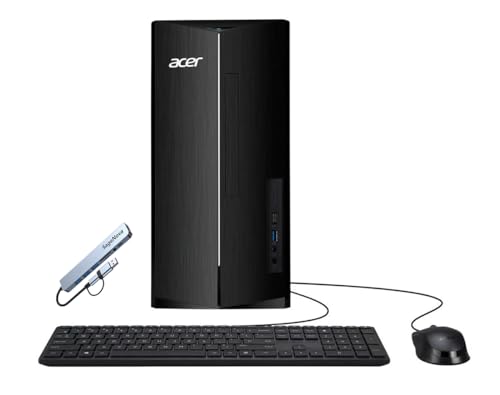 Acer Aspire Desktop 10-Core Intel Core i5-14400 16GB RAM 512GB SSD Wired Keyboard & Mouse Windows 11 Home SageNova Docking Station Black