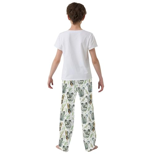 Koala and Leaves Print Boys Long Pants Soft Trousers Elastic Waist Kids Lounge Bottoms with Pockets S-XL3