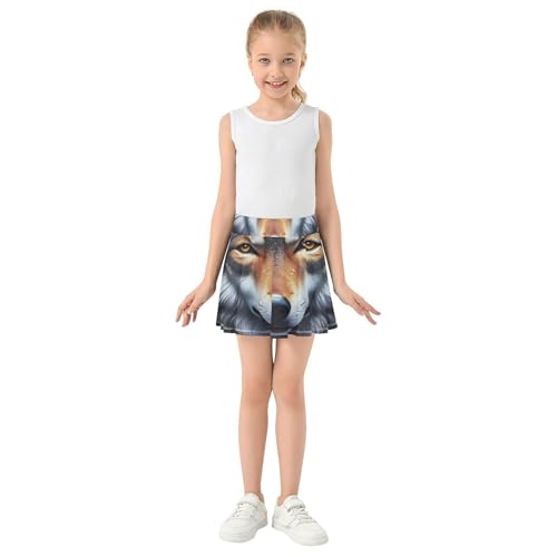 Majestic Grey Wolf Wild Winter Athletic Shorts Girls Skorts Kids Tennis Skirts Print Little Girl 3t3