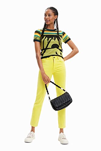 T shirt femme Desigual Giallo Viscosa Women' Sweater Jaune - vue 4