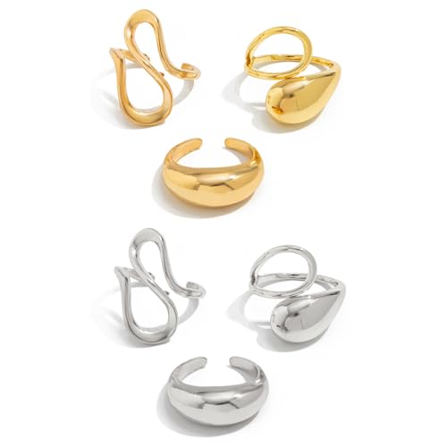 Image of Shining Diva Fashion Combo Set Gold and Silver Plated Rings for Women and Girls Stylish