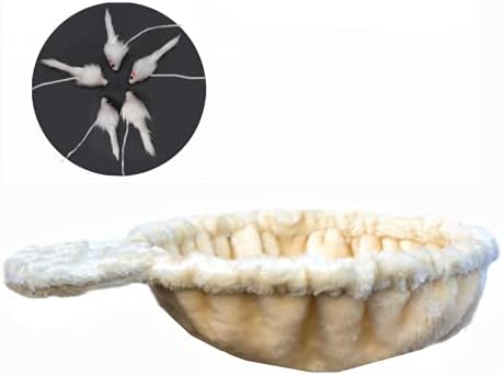 SHENGOCASE 13.2" Beige Nest Basket Lounger Hammock Bed for Cat Tree Tower Replacement, 5-Pack Hanging Ball Toys with Elastic String, Cat Tree Accessories Hammock Attachment (Beige)