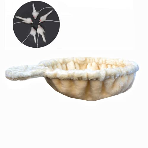 Shengocase 13.2" Beige Nest Basket Lounger Hammock Bed For Cat Tree Tower Replacement, 5-Pack Hanging Ball Toys With Elastic String, Cat Tree Accessories Hammock Attachment (Beige) #TOP2