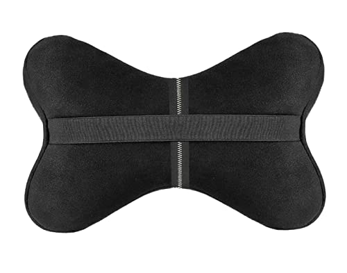 Image of Car Company Logo Neck Headrest Pillow Compatible with All Mahindra Model Pain Relief, Cervical Neck Support Pillow, 22 x 16 cm, 2 Pieces, Black