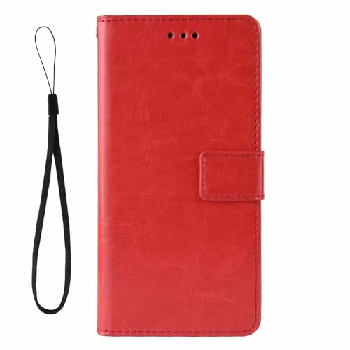 for ZTE Blade V50 Smart Phone Case, 3D Shockproof Flip PU Leather Notebook Shock-Absorption Wallet Cases Folio Magnetic Protective Cover with Stand Card Holder Slots for ZTE Blade V50 Smart red