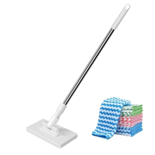 Flat Mop - 318 Grams Reusable Cleaning Supplies with Cloths, Dust Mop For Hardwood Floors For Bedroom Bathroom Living Room Dry Wet Marble Tile Window Glass Car Windshield