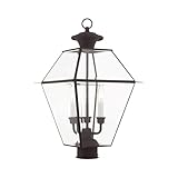 Livex Lighting Lantern 2384-07 Westover 3-Light Outdoor Post Head, Bronze, 21.50x12.00x12.00