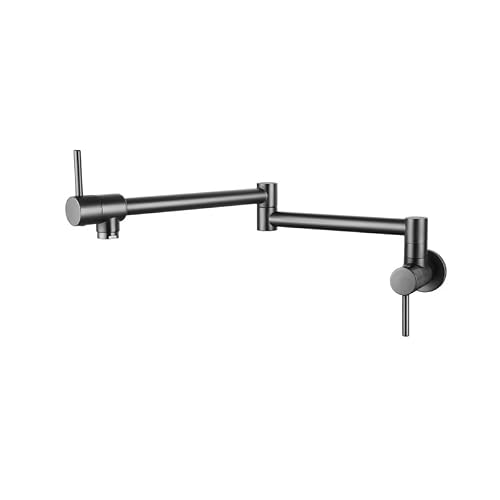 ZYCHSJXA Pot Filler Tap Wall Mounted Foldable Kitchen Faucet Inwall Cold Water Sink Rotate Folding Spout Brass(Gun Gray)