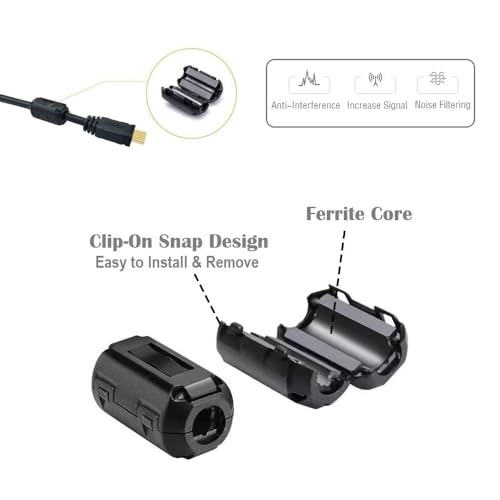 Clip-on Noise Filter, VSKEY [10pcs 13mm] Anti-Interference High-Frequency Ferrite Core Choke Clip for Subwoofer,Amplifiers,Speakers,Video,Mixer,Home Power Audio Equipment (13.0mm Inner Diameter)