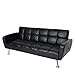 Produktbild Mendler Sofa HWC-K19, Couch Schlafsofa Gästebett Bettsofa Klappsofa, Nosagfederung Schlaffunktion 203cm - Kunstleder schwarz