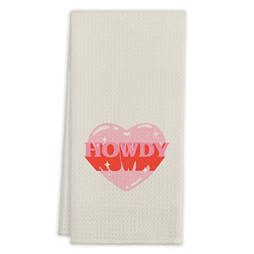 Qiyuhoy Hot Pink Preppy Howdy Heart Bath Towels Tea Towels,16 X 24 Inches Cotton Modern Dish Towels Dishcloths, Dish Cloth Flour Sack Hand Towel For Bathroom College Dorm Decor,Teen Girls Gift #TOP30