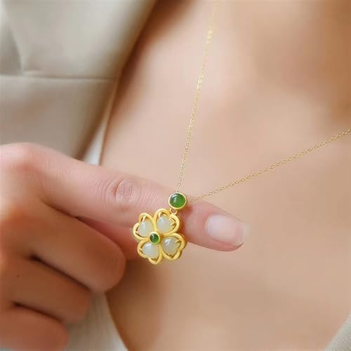 Collier pendentif trèfle de jade, votre amulette de sérénité - 4