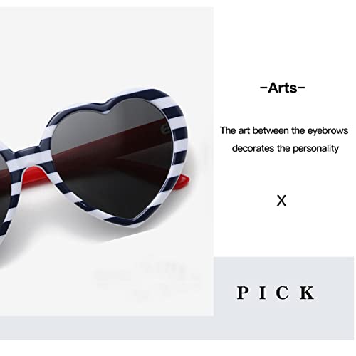 Onrtry Fashion Oversized Heart Shaped Polarized Sunglasses For Women Lovely Retro Eyewear Shades With Uv400(Black&White Stripes/Grey) #TOP3