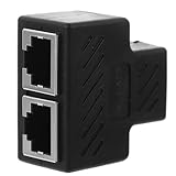 HIAKDOFT Ethernet Splitter 1 zu 2 Netzwerk Splitter Adapter 3 Wege Modulstecker Kompakt Schwarz für Stabile Signalübertragung und Kabelgebundene Verbindung Von Zwei Geräten