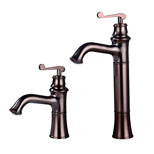 Robinets d'eau à poignée unique en bronze antique pour lavabo et vasque rétro - 4