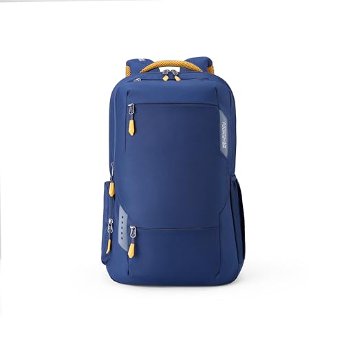 Image of American Tourister Brett 4.0 | 31 Ltrs | 3 Compartments | Bottle Pocket | Ergonomic Padded Back Panel & Shoulder Straps | Laptop Backpack | 1 Year International Warranty | Blue Ink