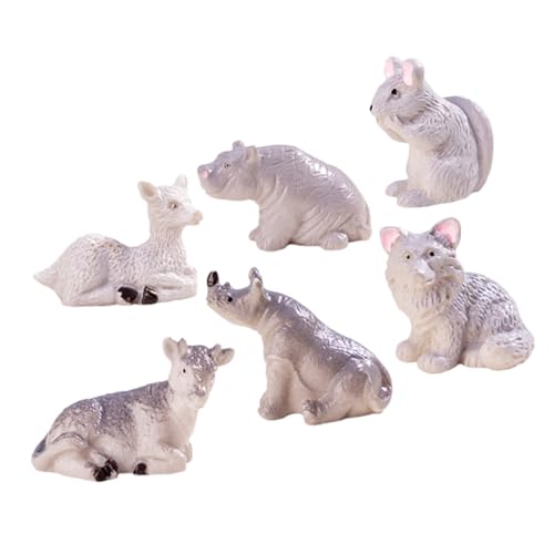 Hemobllo Personaggi di animali in miniatura per microgiardini, decorazione da scrivania, animali in resina, piccoli ornamenti paesaggistici, statue di animali, bonsai e decorazione per interni
