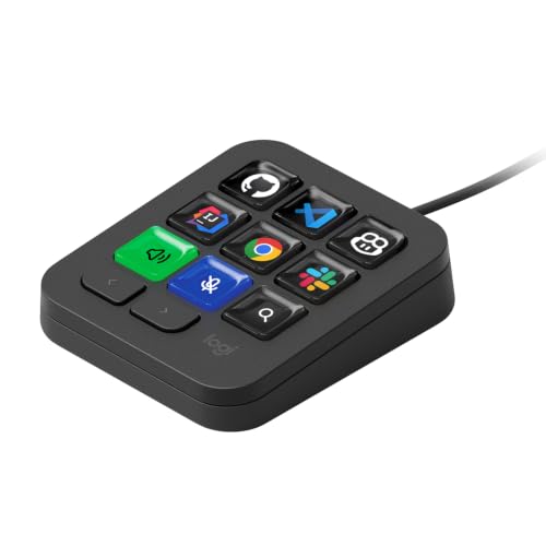 Image of Logitech MX Keypad, Programmable Macro Pad for Developers 9 LCD Keys, App-Aware Profiles for VS Code, GitHub Copilot, IntelliJ, Automation, USB-C, Windows, macOS - Graphite
