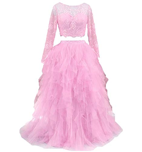 Women's 2 Piece Long Sleeves Prom Dress For Juniors